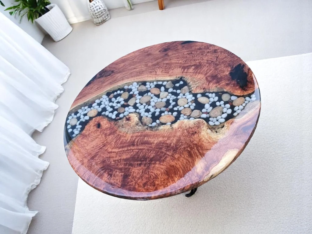 Luxury River Rock Epoxy Table – Perfect for Home & Office Interiors